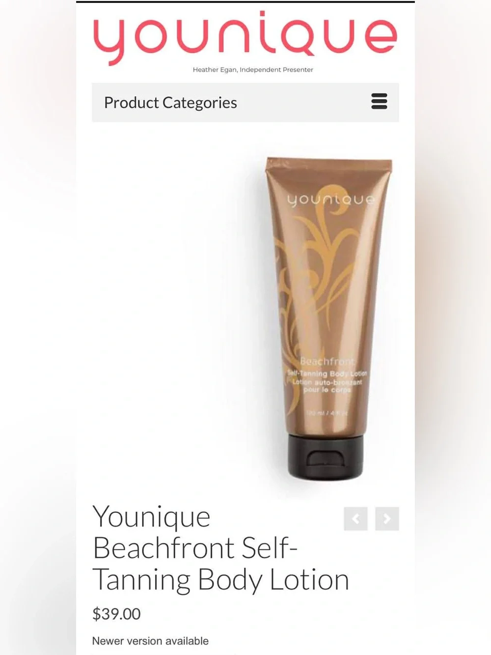 2pc set Younique Beachfront Self-Tanning Spray & Lotion - Brown and Gold